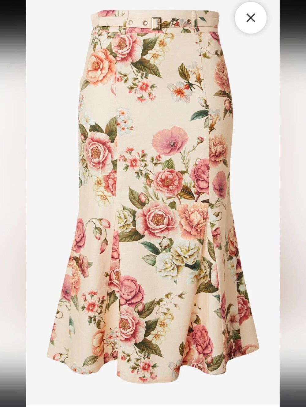 Floral A-Line Midi Skirt in Blush Pink